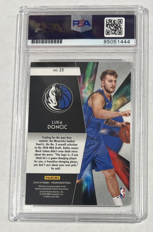 2018-19 Prizm Freshman Luka Doncic Auto Autograph Signed Rookie Card Rc PSA view 2