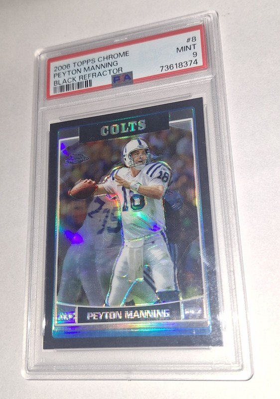 Peyton Manning 2006 Topps Chrome Black Refractor 108/199 PSA Mint 9 view 2