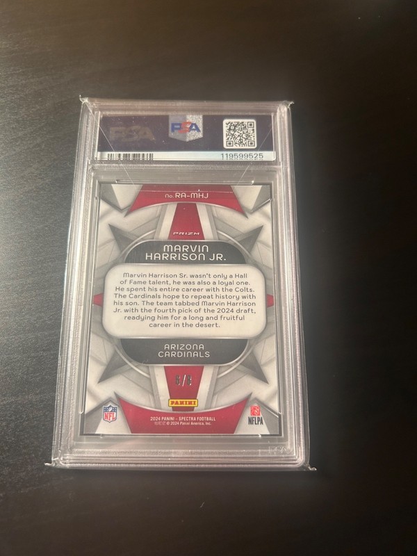 2024 Panini Spectra Marvin Harrison Jr. Rookie Aura Neon Splatter RC /8 PSA 10  view 2