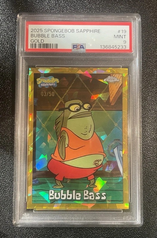 Topps Chrome PSA 9 Bubble Bass Gold 03/50 SpongeBob SquarePants Trading Card