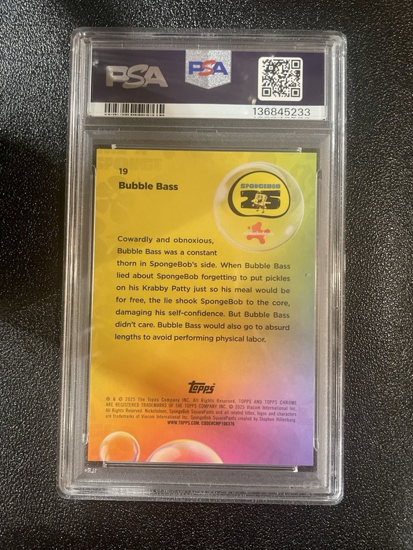 Topps Chrome PSA 9 Bubble Bass Gold 03/50 SpongeBob SquarePants Trading Card view 2