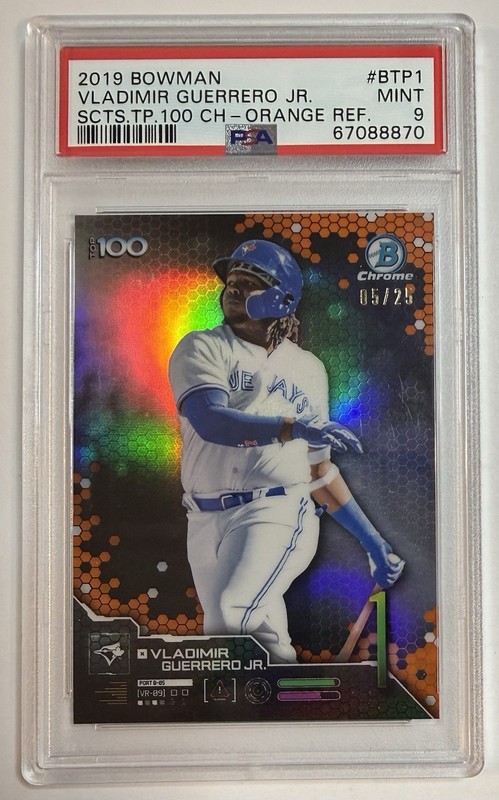 Vladimir Guerrero Jr 2019 Bowman Chrome Scouts Orange Refractor #d 5/25 PSA 9 view 1