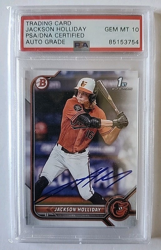 2022 Bowman Draft Jackson Holliday 1st Auto #BD-168 PSA 10 Orioles