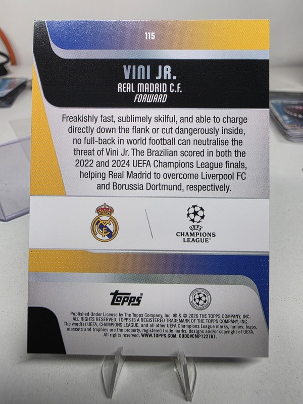 Topps 2026 UEFA Champions League Vini Jr. Real Madrid Serial Numbered /5 Card view 2