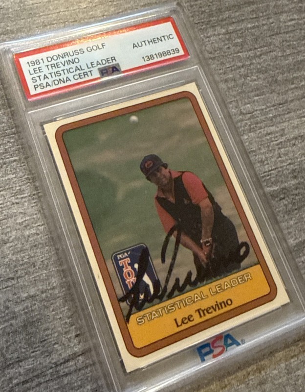 PSA Auto 1981 Donruss PGA Golf Lee Trevino RC Stat Leader Rookie Card PGA Signed view 2