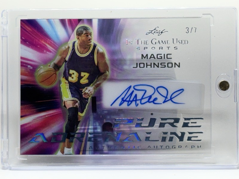 2025 Leaf In The Game Used Magic Johnson Pure Adrenaline 7/7 Auto Card Lakers 