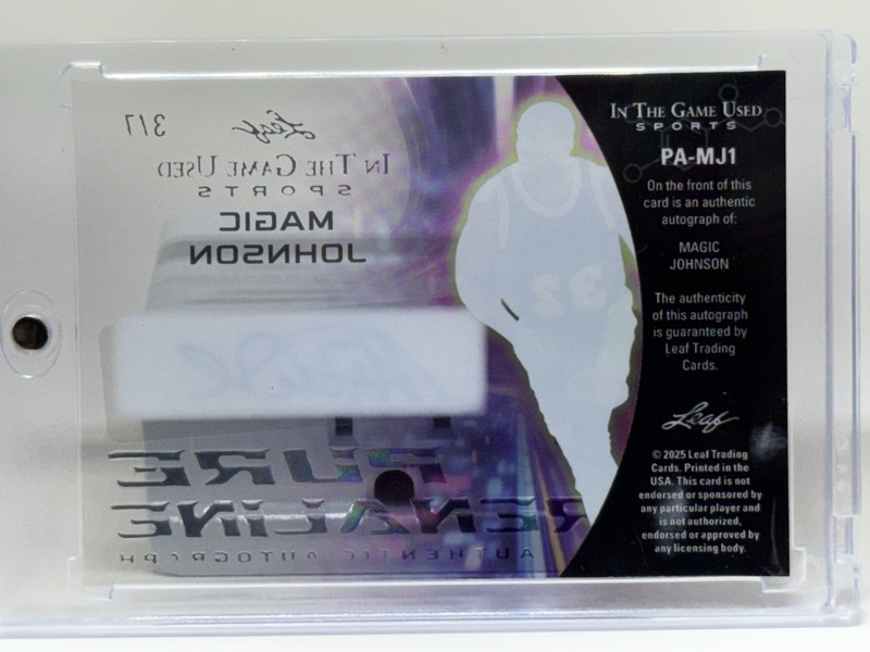 2025 Leaf In The Game Used Magic Johnson Pure Adrenaline 7/7 Auto Card Lakers  view 2