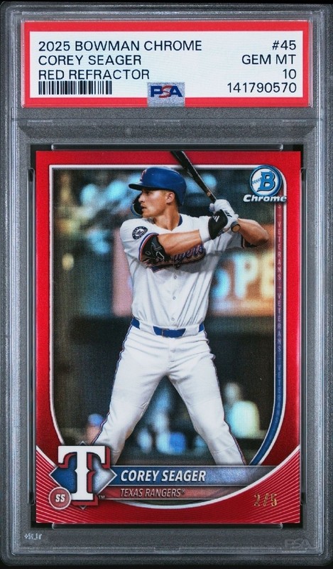 2025 Bowman Chrome Red Geometric #45 Corey Seager Rangers /5 PSA 10 POP 1