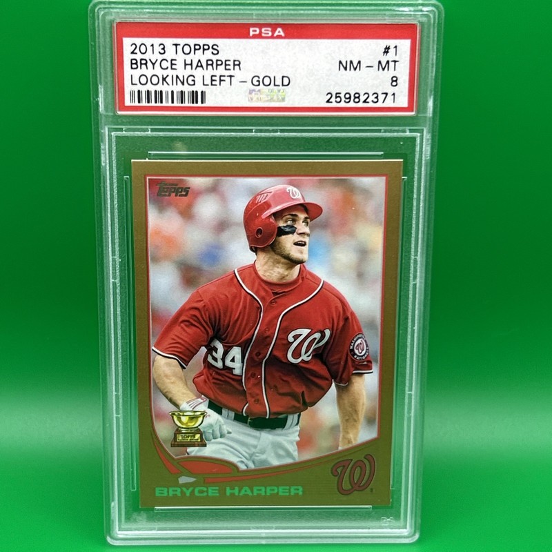 BRYCE HARPER PSA 8 2013 TOPPS #1 LOOKING LEFT GOLD ALL-STAR 590/2013 NATIONALS