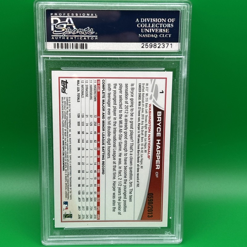 BRYCE HARPER PSA 8 2013 TOPPS #1 LOOKING LEFT GOLD ALL-STAR 590/2013 NATIONALS view 2