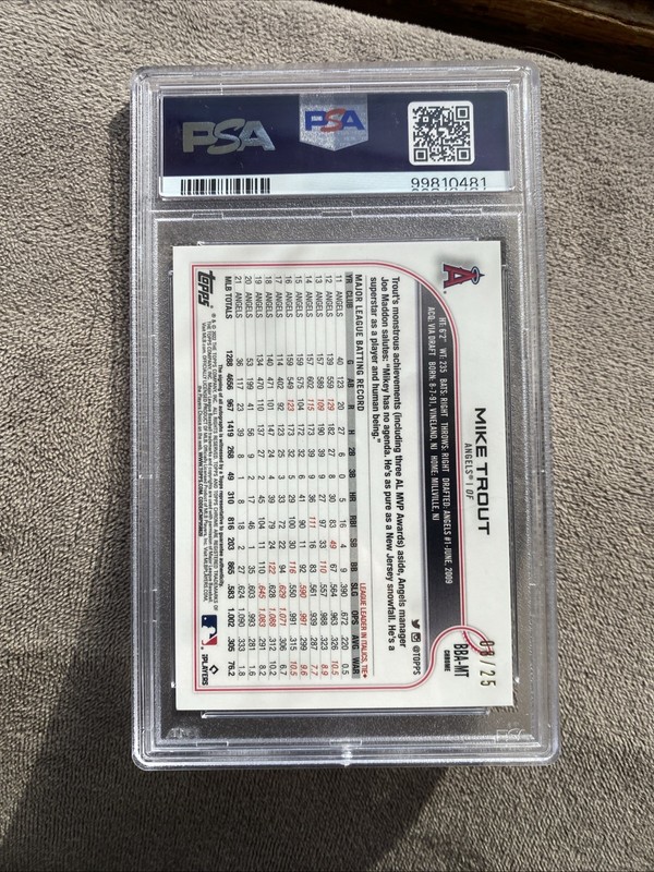 2022 Topps Chrome Ben Baller Edition Mike Trout Orange Refractor Auto /25 PSA 9 view 2