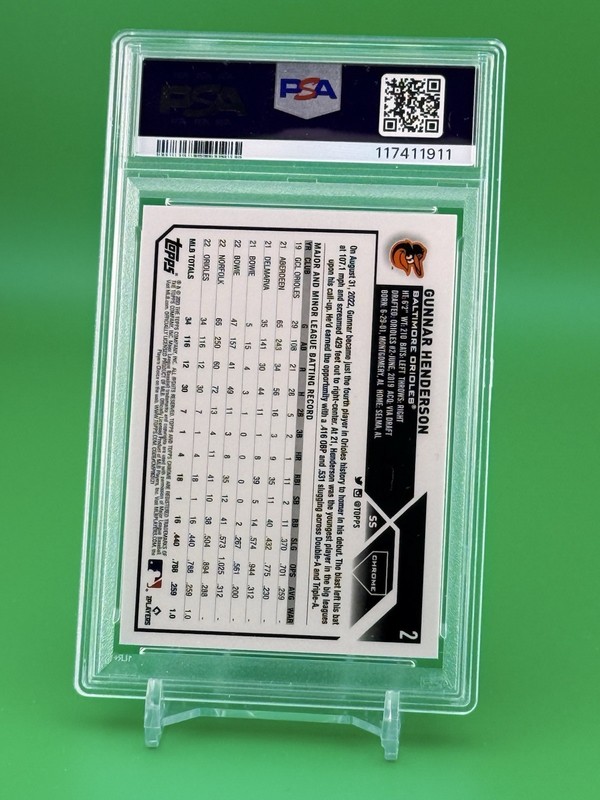 2023 Topps Chrome Gunnar Henderson Rc Xfractor PSA 9 Orioles view 2
