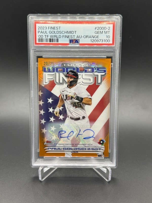 2023 Topps Finest Paul Goldschmidt Orange Refractor Auto #/25 PSA 10 Yankees
