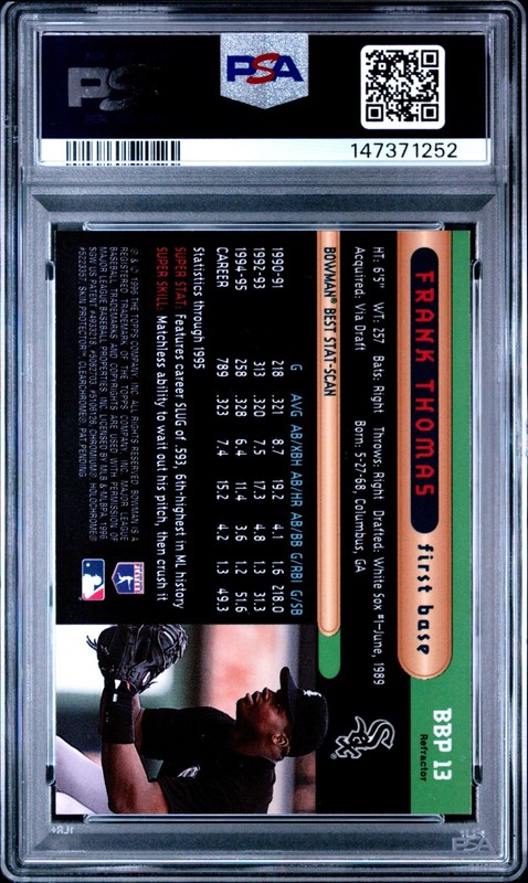 1996 Bowman's Best - Frank Thomas #13 Refractor PSA Gem Mint 10! view 2