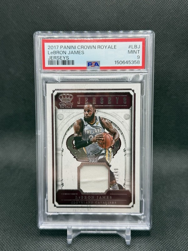 2017 Panini Crown Royal LeBron James Game Worn Patch /249 #JSY-LBJ PSA 9 Cavs