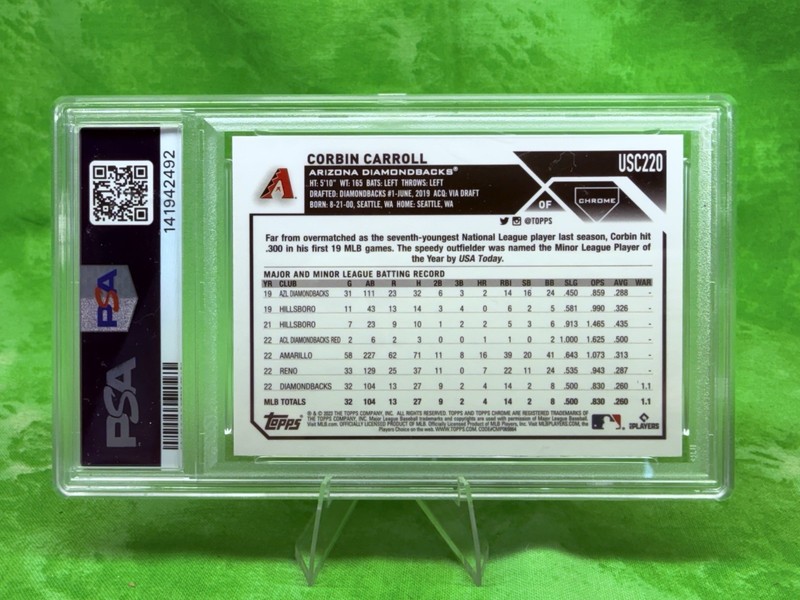 Corbin Carroll RC - Image Variation - 2023 Topps Chrome Update #USC220 PSA 10 view 2