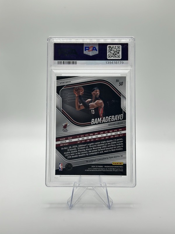 💥 Bam Adebayo GOLD AUTO /10 PSA 10💥 2024-25 Panini Prizm Black - FOTL view 2