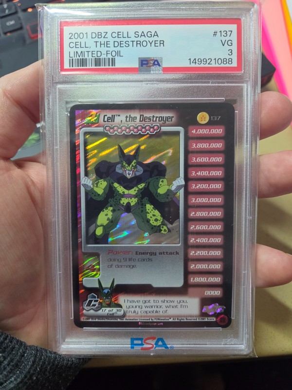 2001 Score Dragonball Z Cell, the Destroyer #137 LIMITED FOIL, Cell Saga, PSA 3