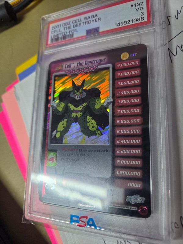 2001 Score Dragonball Z Cell, the Destroyer #137 LIMITED FOIL, Cell Saga, PSA 3 view 2