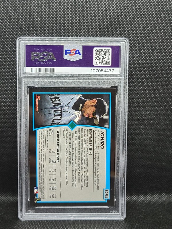 2001 Bowman Draft Ichiro Suzuki #BDP84 PSA 8 HOF Rookie RC view 2