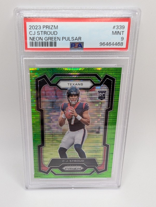 2023 Panini Prizm Neon Green Pulsar Rookie C.J. Stroud #339 PSA 9 Houston Texans view 1