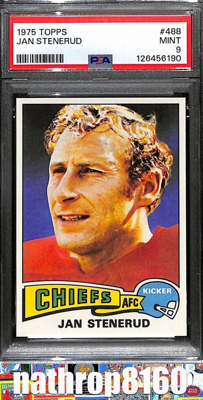 1975 Topps Football Card #488 Jan Stenerud HOF Kansas City Chiefs PSA 9 13335