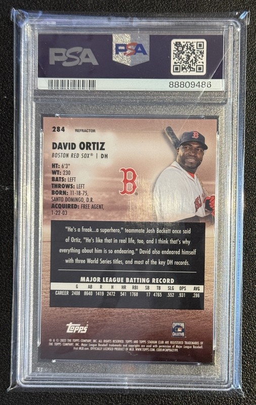2023 Topps Stadium Club Chrome DAVID ORTIZ Refractor PSA 10 Gem MT Pop 1! view 2