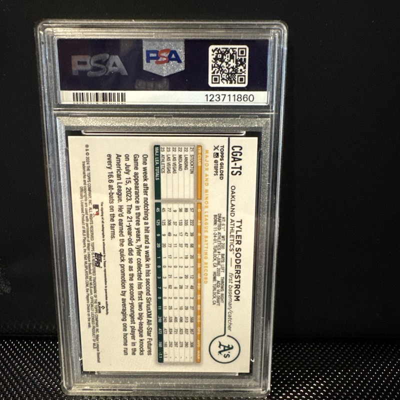 TYLER SODERSTROM 2024 TOPPS CHROME GILDED ROOKIE BLUE GOLD RC AUTO /50 PSA 10 view 2
