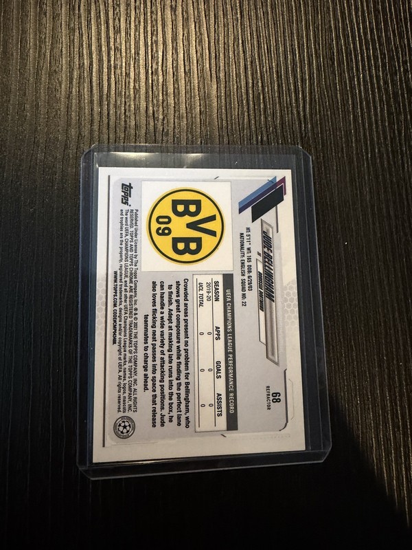 2020-21 Topps Chrome UEFA Champions League #68 Jude Bellingham Refractor Rookie view 2