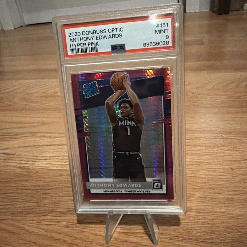 2020-21 Donruss Optic Anthony Edwards Rookie Card Hyper Pink Prizm PSA 9 Mint RC