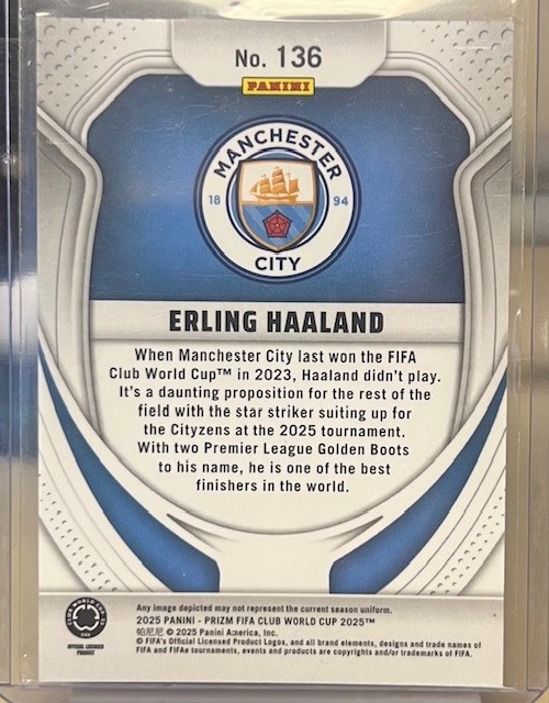 2025 Panini Prizm FIFA Club World Cup Erling Haaland Silver #136 Man City view 2