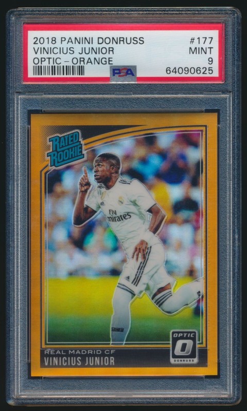 2018 Donruss Vinicius Junior Orange Optic /99 Rated Rookie #177 Vini Jr. PSA 9