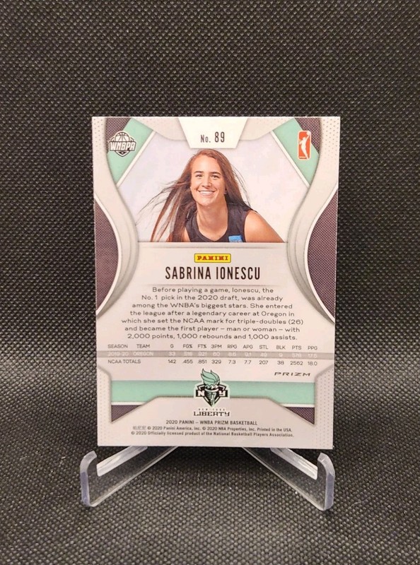 2020 Panini Prizm WNBA Sabrina Ionescu Silver Prizm RC #89 NY Liberty Rookie view 2