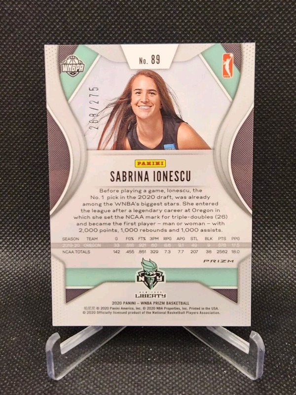 2020 Panini Prizm WNBA Sabrina Ionescu Red Prizm /275 RC #89 NY Liberty Rookie view 2