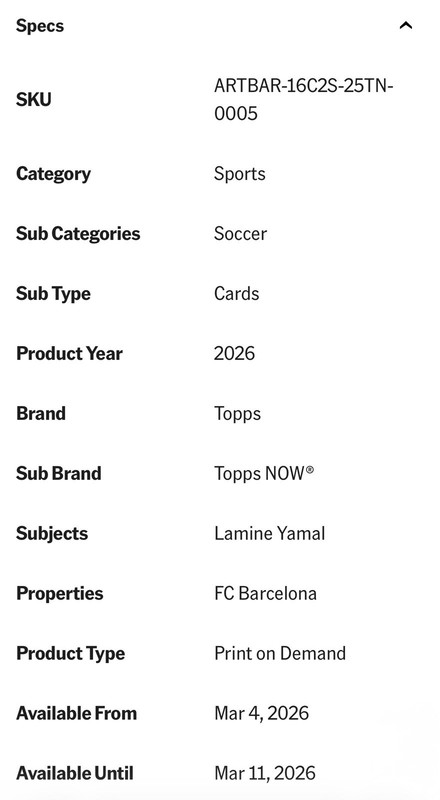 Lamine Yamal - FC Barcelona Topps NOW - Card 5 view 2