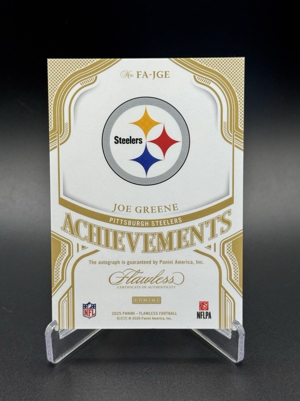 2025 Panini Flawless Joe Greene Achievements Auto #/10 FA-JGE Blue Steelers HOF view 2