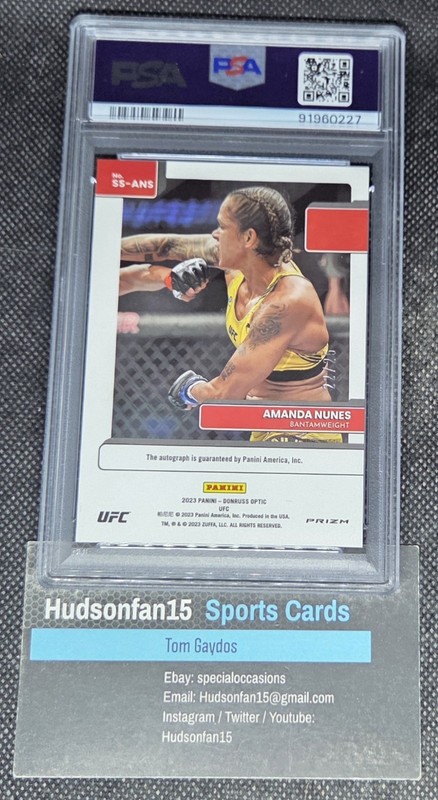 Amanda Nunes 2023 Panini Optic UFC Signature Series #SS-ANS Auto Teal /25 PSA 10 view 2