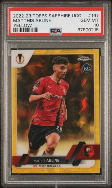 2022 Chrome Sapphire Edition UEFA Club /99 Matthis Abline Rookie RC #167 PSA 10