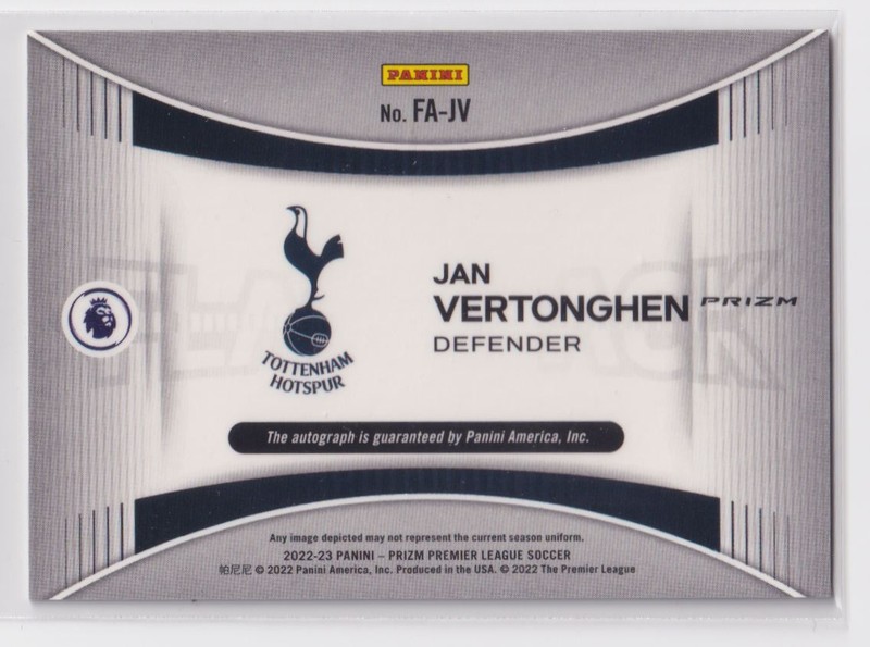 2022 Panini Prizm Premier League Flashback Jan Vertonghen Auto #FA-JV view 2