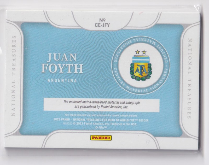 2022 National Treasures FIFA Road to World Cup Century Juan Foyth Auto /25 view 2