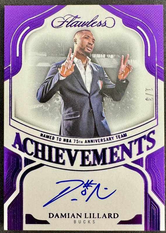 Damian Lillard 2024-25 Panini Flawless Achievements Auto 1/3