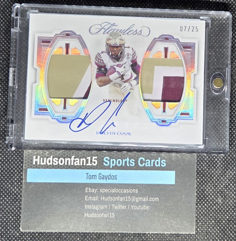 Dalvin Cook 2023 Panini Flawless Dual Patch Auto 7/25 Florida State Seminoles