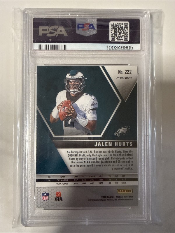 2020 Panini Mosaic - Rookie Jalen Hurts #222 Mosaic Prizm (RC) PSA 10 view 2