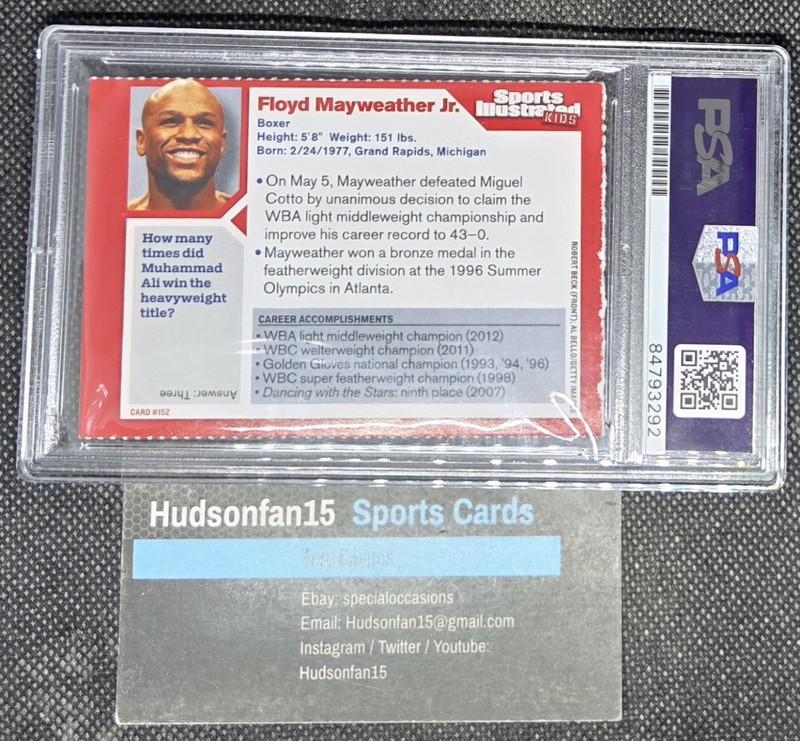 Floyd Mayweather Jr 2012 Sports Illustrated SI Kids Card #152 PSA Authentic Auto view 2