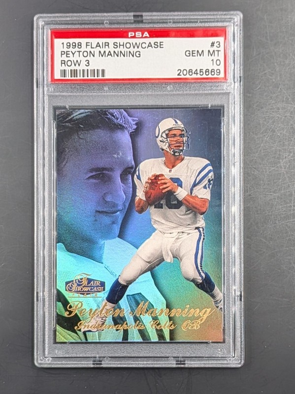 1998 Flair Showcase Peyton Manning #3 Row 3 PSA 10