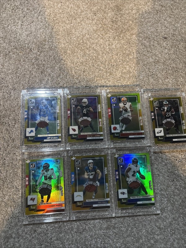Lot Of 7 Jersey Fusion Game Used NFL Ball Cards