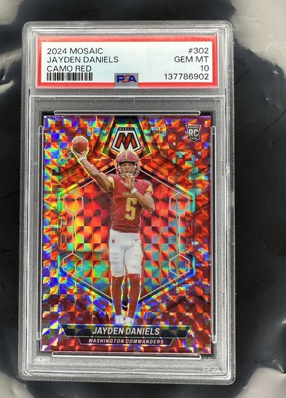 2024 Panini Mosaic #302 Jayden Daniels Camo Red RC Color Match SSP GEM PSA 10