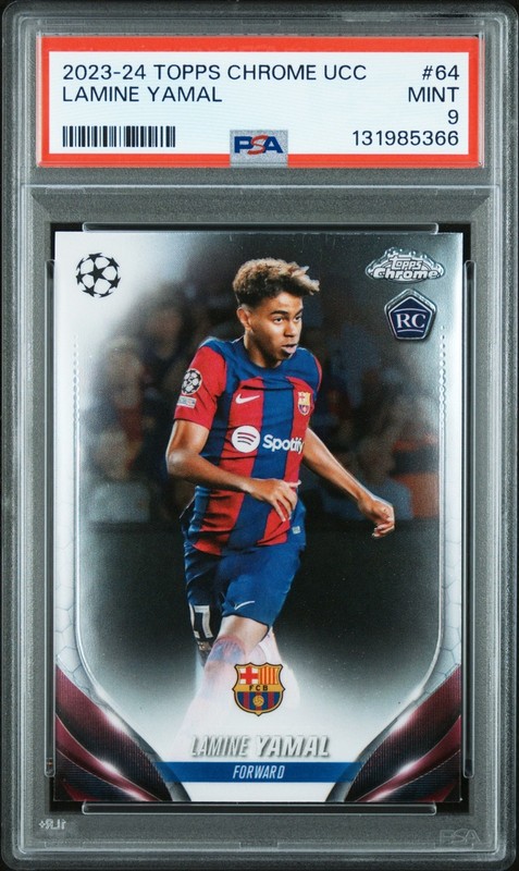 2023-24 TOPPS CHROME UEFA CLUB COMPETITIONS #64 LAMINE YAMAL PSA 9