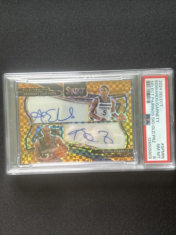 2024-25 Panini Select Anthony Edwards/Kevin Garnett Dual Auto Gold Prizm 01/10