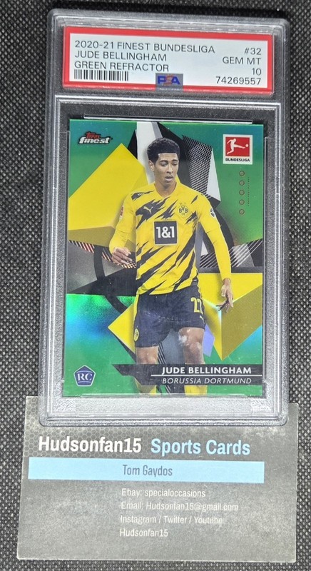 Jude Bellingham 2020-21 Topps Finest Bundesliga RC Green Refractor 10/99 PSA 10